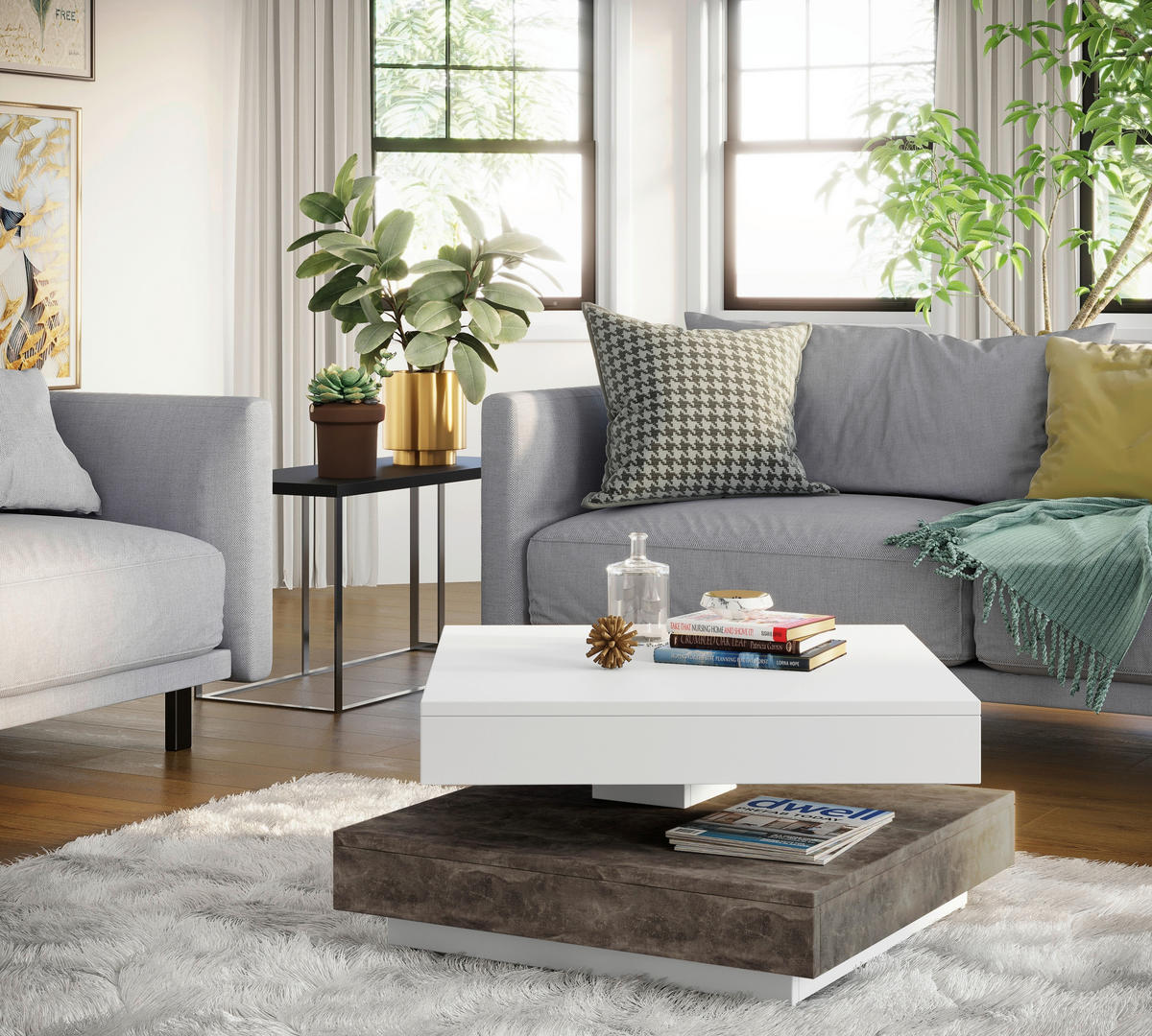 Couchtisch Andy weiß Beton B/H/T: ca. 67x35x67 cm Andy - Beton/weiß (67,00/35,00/67,00cm) - Hela