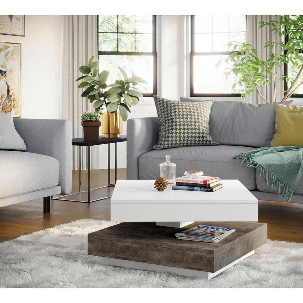 Thumbnail - Hela Couchtisch Andy weiß Beton Holzwerkstoff B/H/T: ca. 67x35x67 cm