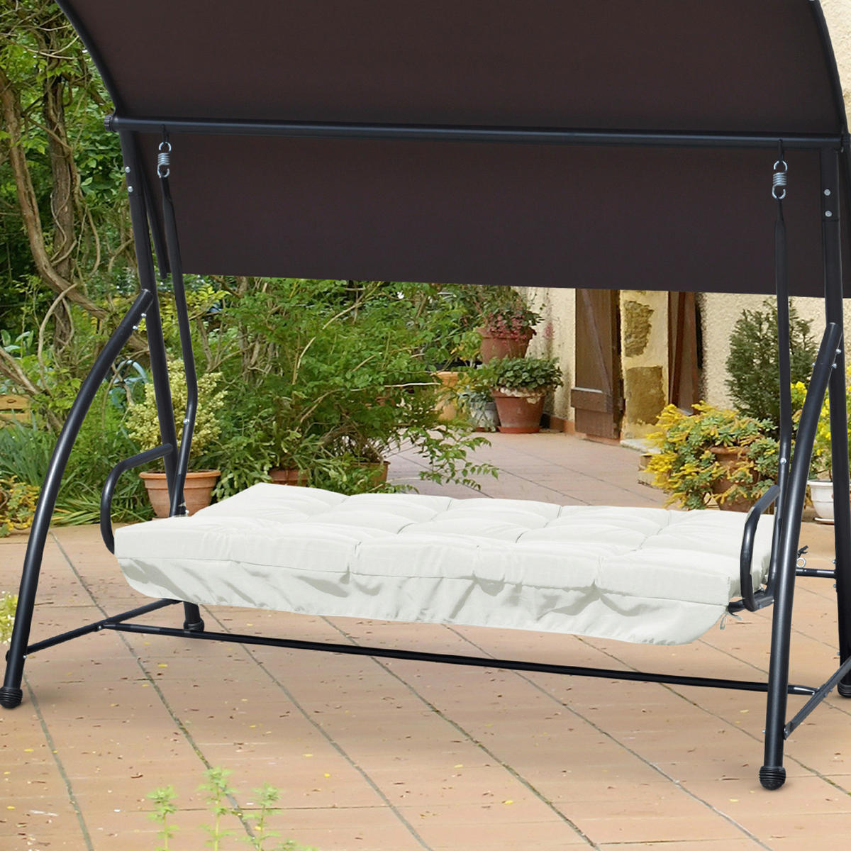 Outsunny Sitzkissen beige Polyester B/H/L: ca. 100x8x170 cm Sitzkissen - beige (170,00/100,00/8,00cm) - Outsunny