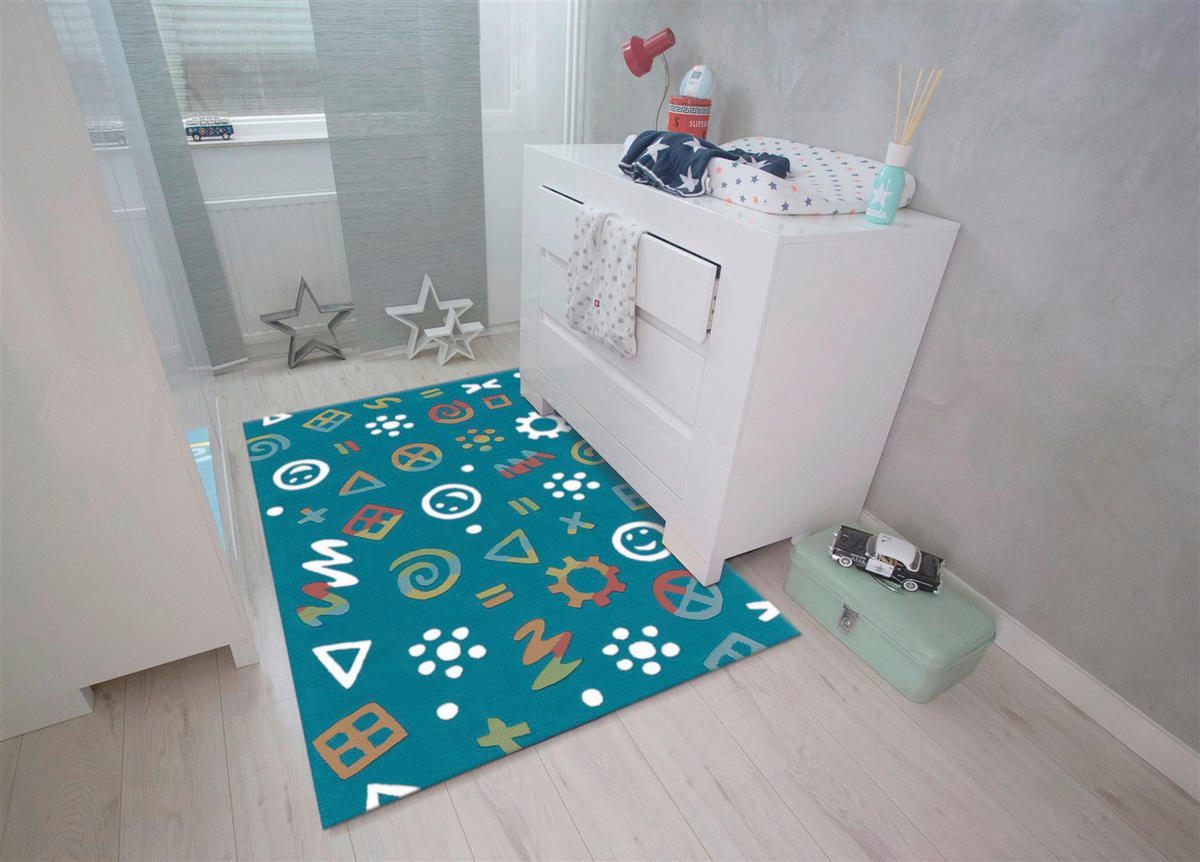 Arte Espina Kurzflorteppich Spirit Glowy 3146 blau B/L: ca. 110x160 cm Spirit Glowy 3146 - blau (110,00/160,00cm) - Arte Espina
