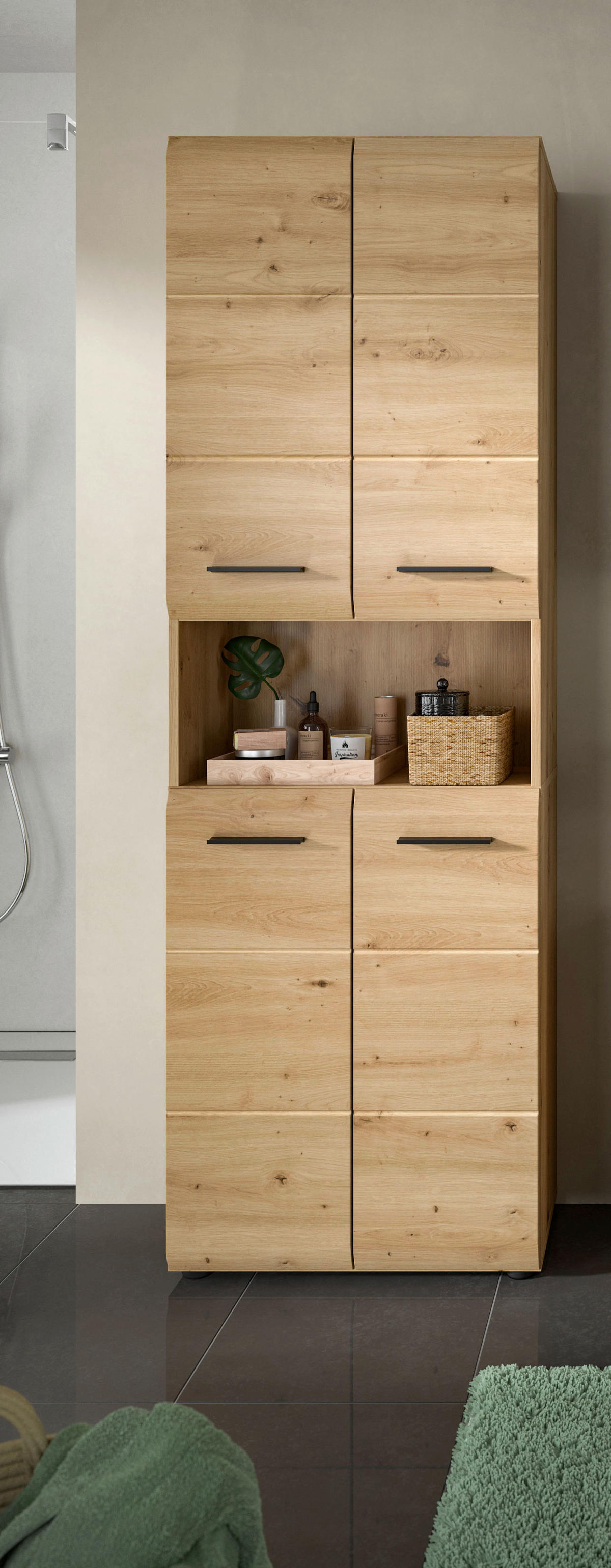 Hochschrank Ice Artisan Oak Nachbildung B/H/T: ca. 60x185x30 cm Ice - (60,00/185,00/30,00cm) - xonox.home