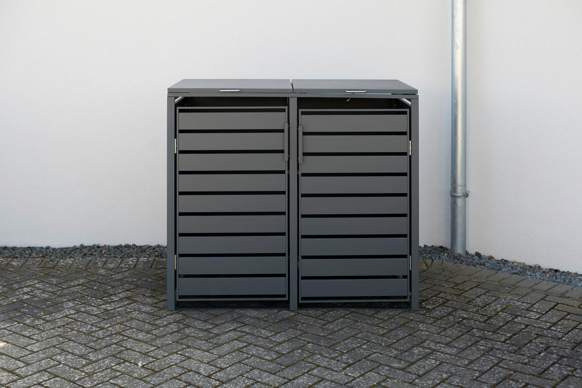 Westmann Mülltonnenbox2-fach Kubus 2-fach Kubus - anthrazit (132,00/116,00/80,00cm) - Westmann