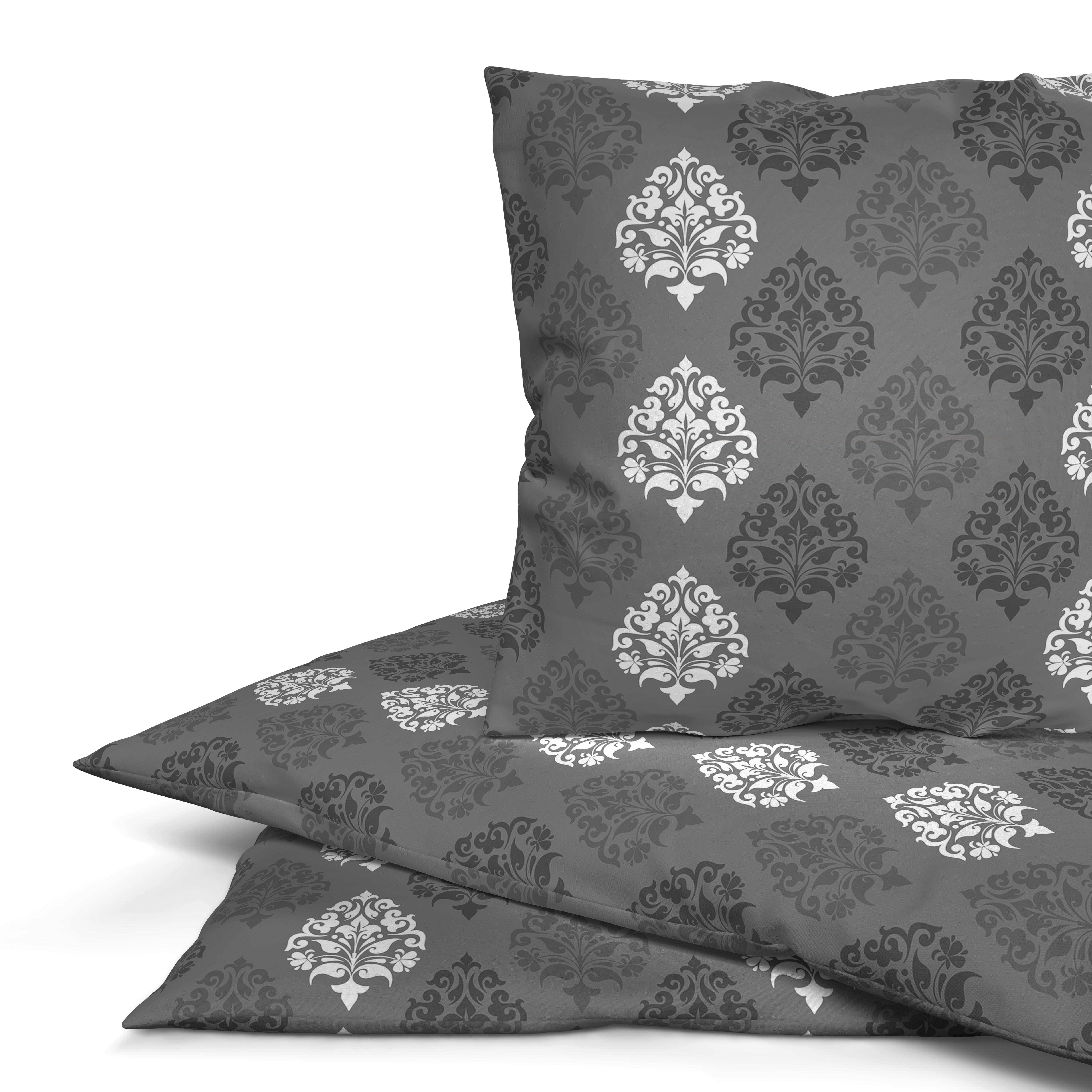 Microfaser Bettwäsche Bettwäsche_Microfaser Ornament - anthrazit (135,00/200,00cm)