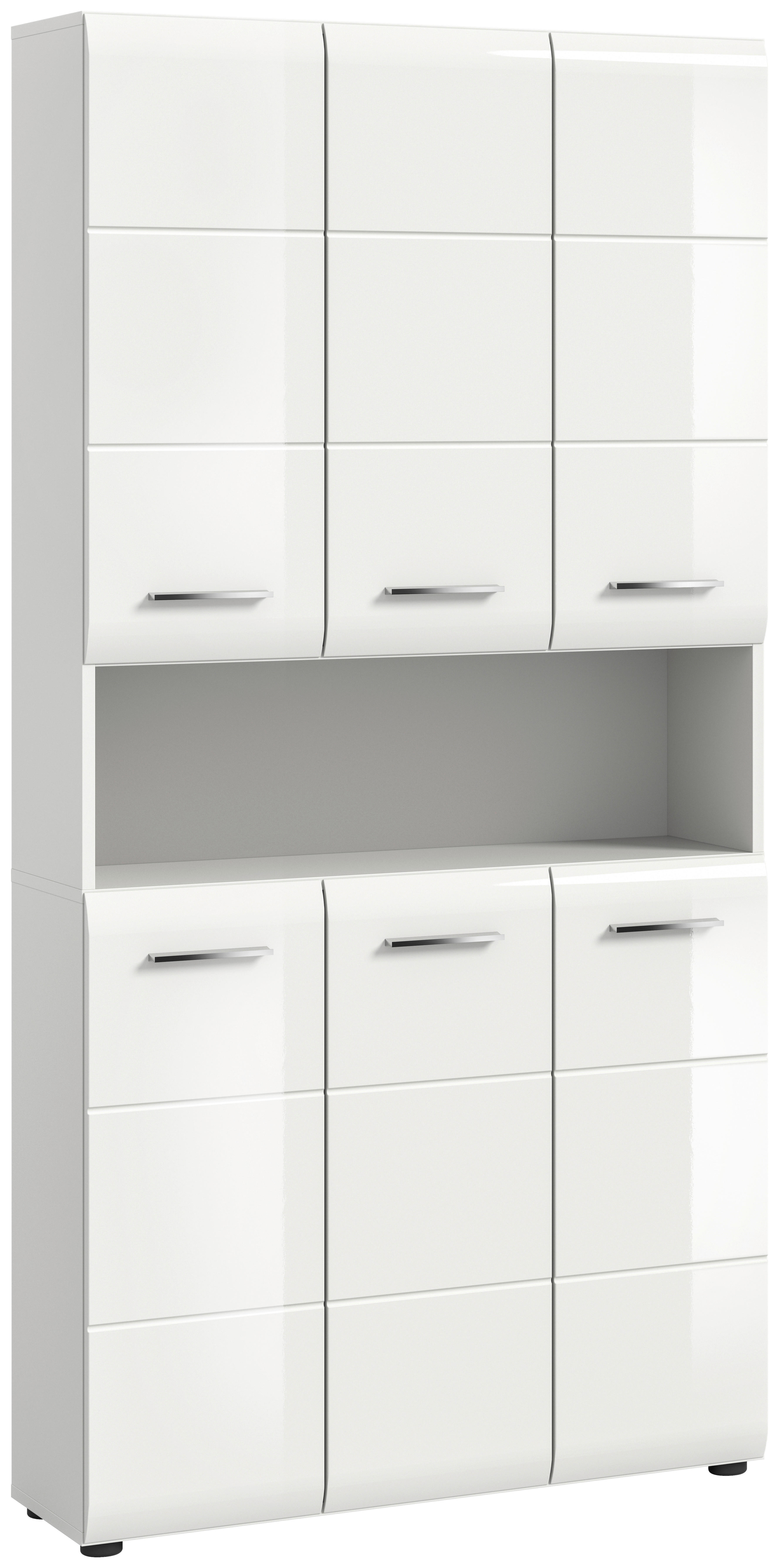 Mehrzweckschrank Ice weiß weiß Hochglanz B/H/T: ca. 90x185x30 cm Ice - weiß (90,00/185,00/30,00cm) - xonox.home
