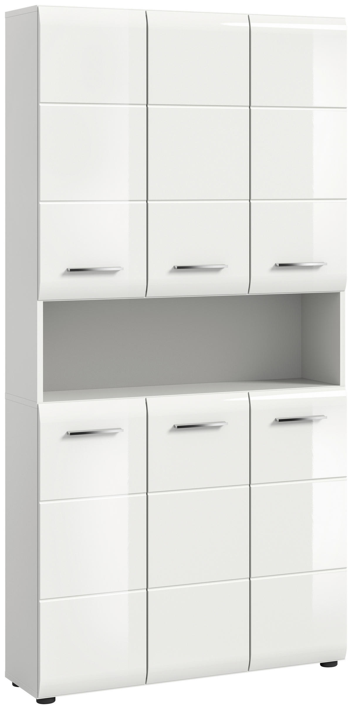 Mehrzweckschrank Ice weiß weiß Hochglanz B/H/T: ca. 90x185x30 cm Ice - weiß (90,00/185,00/30,00cm) - xonox.home