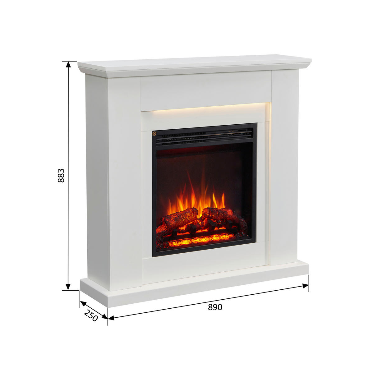 Balderia Elektrischer Kamin Elektrischer-Kamin Pandora weiß B/H/T: ca. 89x88,3x25 cm Elek.-Kamin Pandora EF374A-MT374B-W - weiß (89,00/88,30/25,00cm) - Balderia