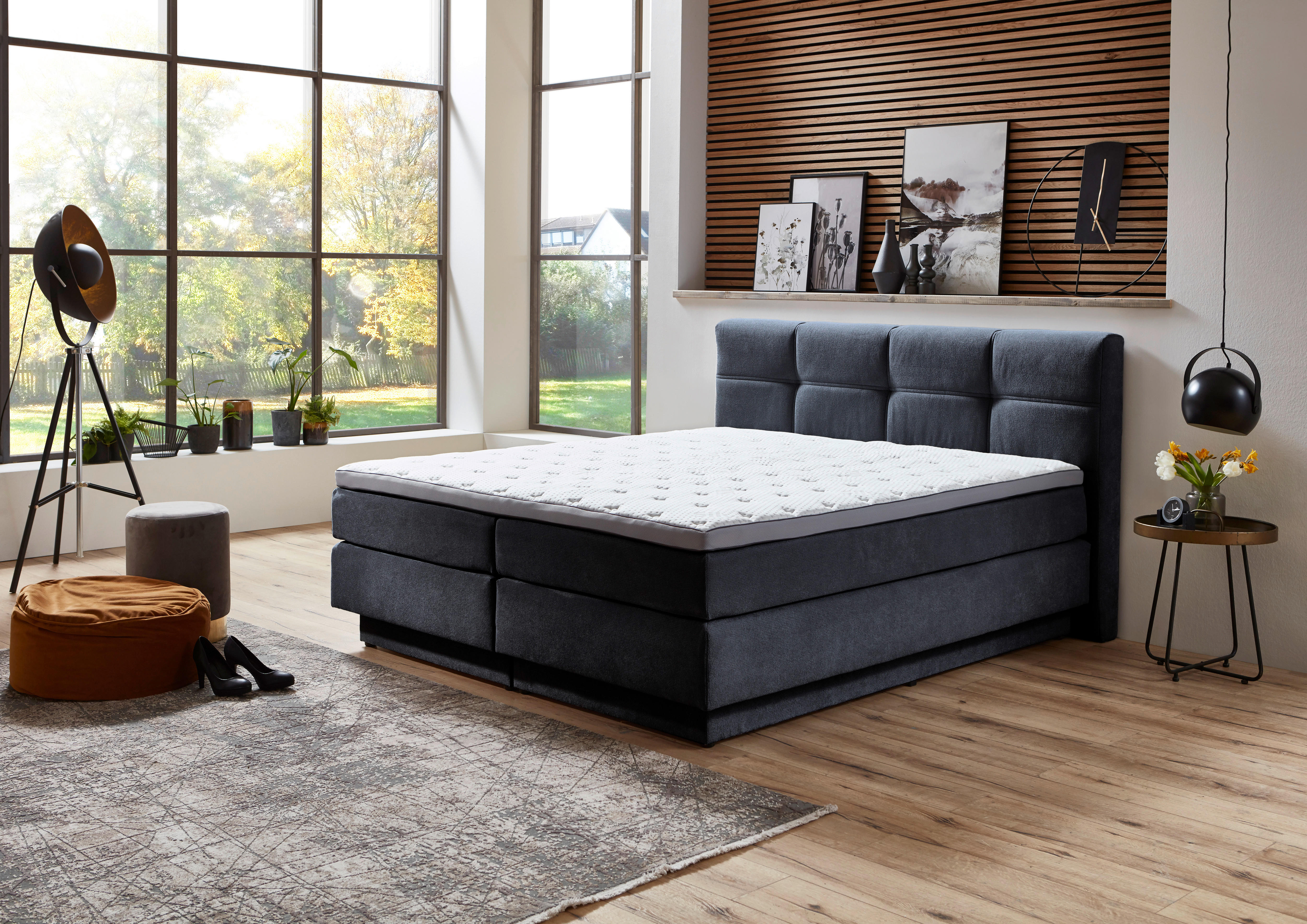 Boxspringbett Portage blau Liegefläche B/L: ca. 160x200 cm Portage - blau (168,00/62,00/217,00cm)