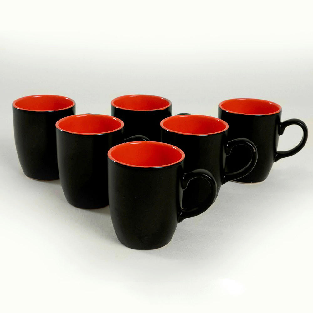 HermiaConcept Kaffeebecher 6-tlg. schwarz Keramik 6 tlg. 6-tlg. - orange/schwarz (9,00/9,00cm) - HermiaConcept