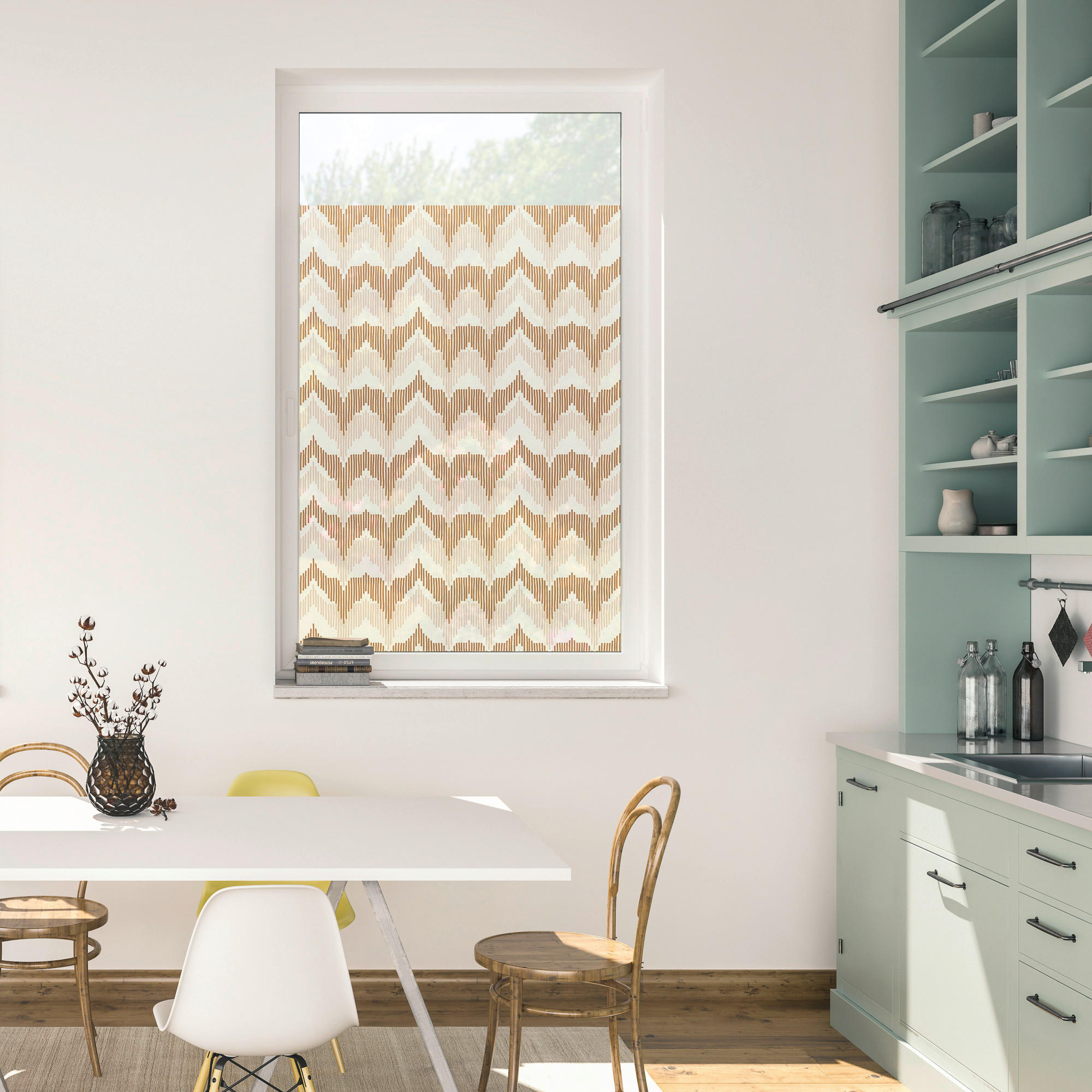 LICHTBLICK Fensterfolie Zig Zag Floral Zig Zag blau B/L: ca. 50x50 cm Zig Zag - blau (50,00/50,00cm) - LICHTBLICK