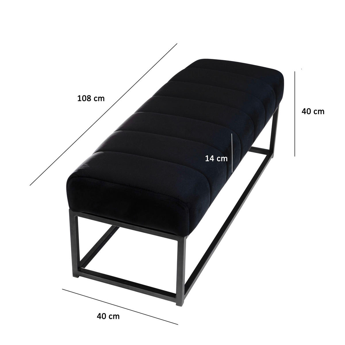 Sitzbank schwarz Polyester B/H/T: ca. 108x40x40 cm Sitzbank - schwarz (108,00/40,00/40,00cm) - Wohnling