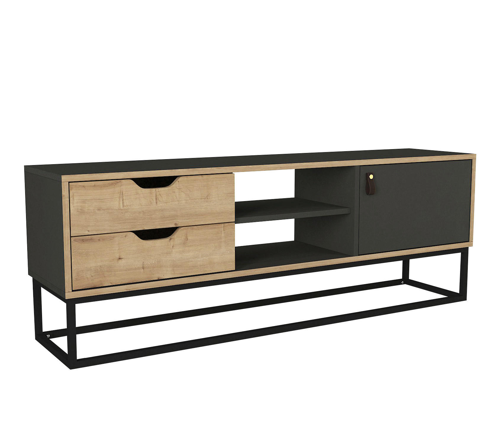 TV-Lowboard Dolores anthrazit Safir Nachbildung B/H/T: ca. 150x53,2x35 cm Dolores - anthrazit/Safir (150,00/53,20/35,00cm) - moebel17
