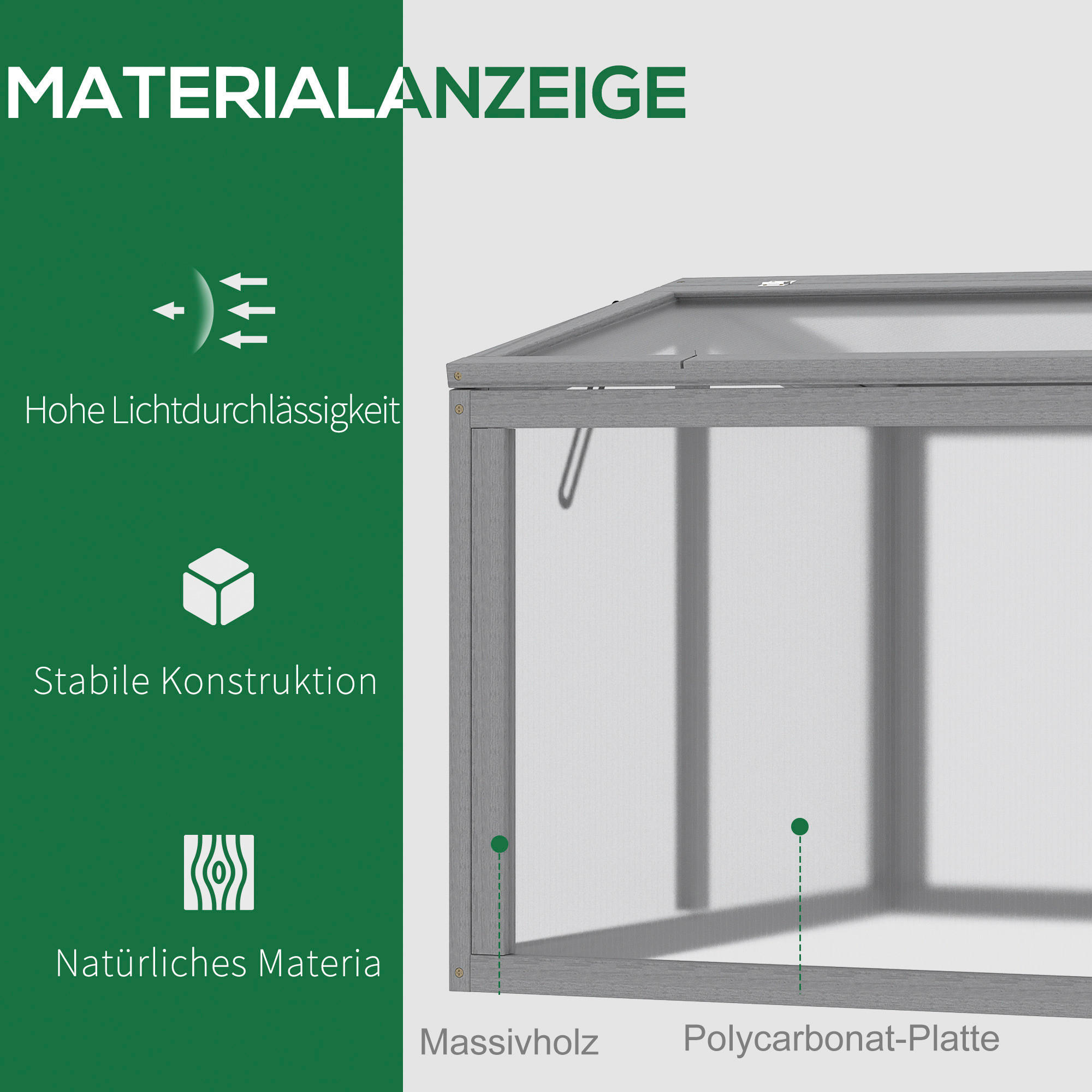 Outsunny Frühbeet B/H/L: ca. 80x58x90 cm Frühbeet - hellgrau (90,00/80,00/58,00cm) - Outsunny