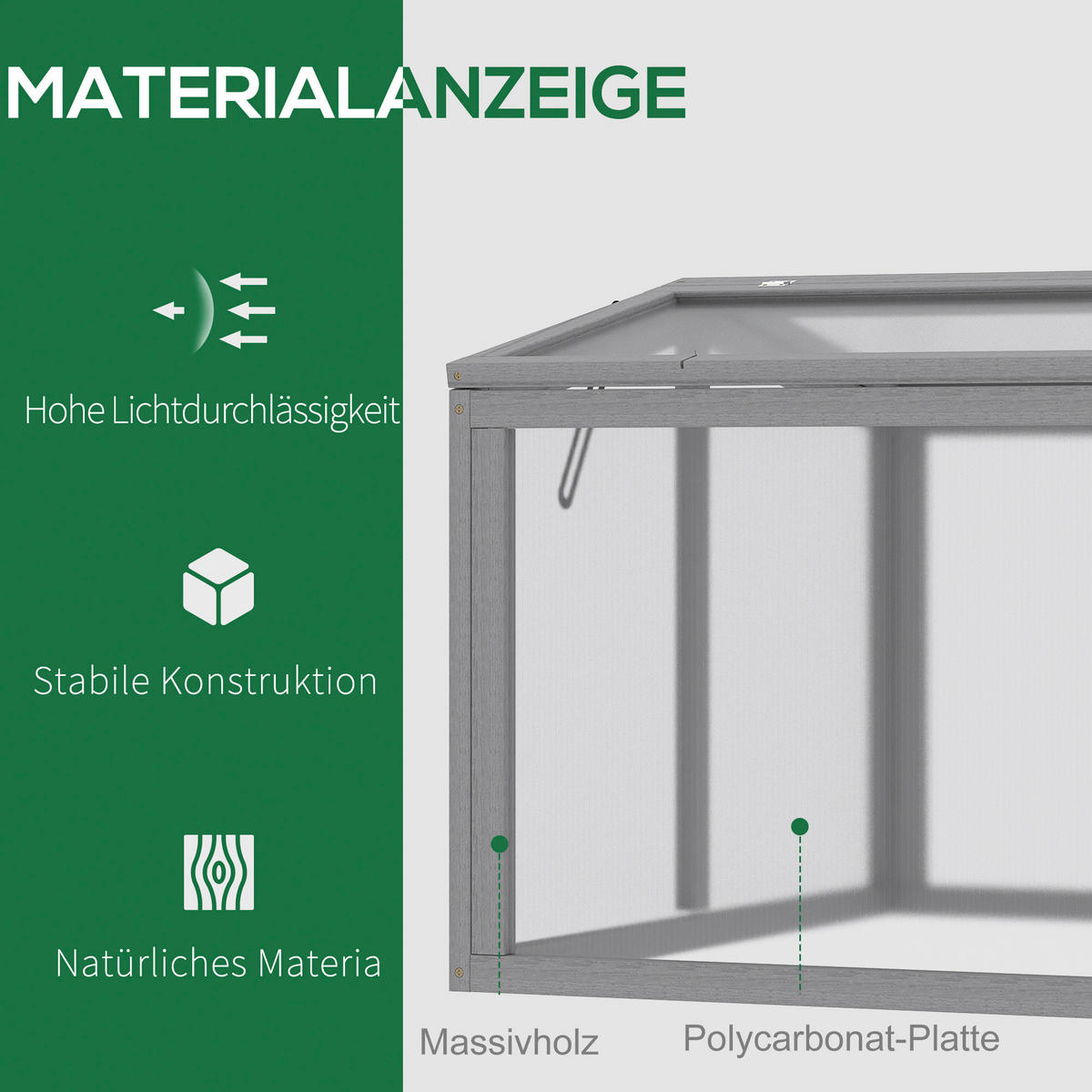 Outsunny Frühbeet B/H/L: ca. 80x58x90 cm Frühbeet - hellgrau (90,00/80,00/58,00cm) - Outsunny