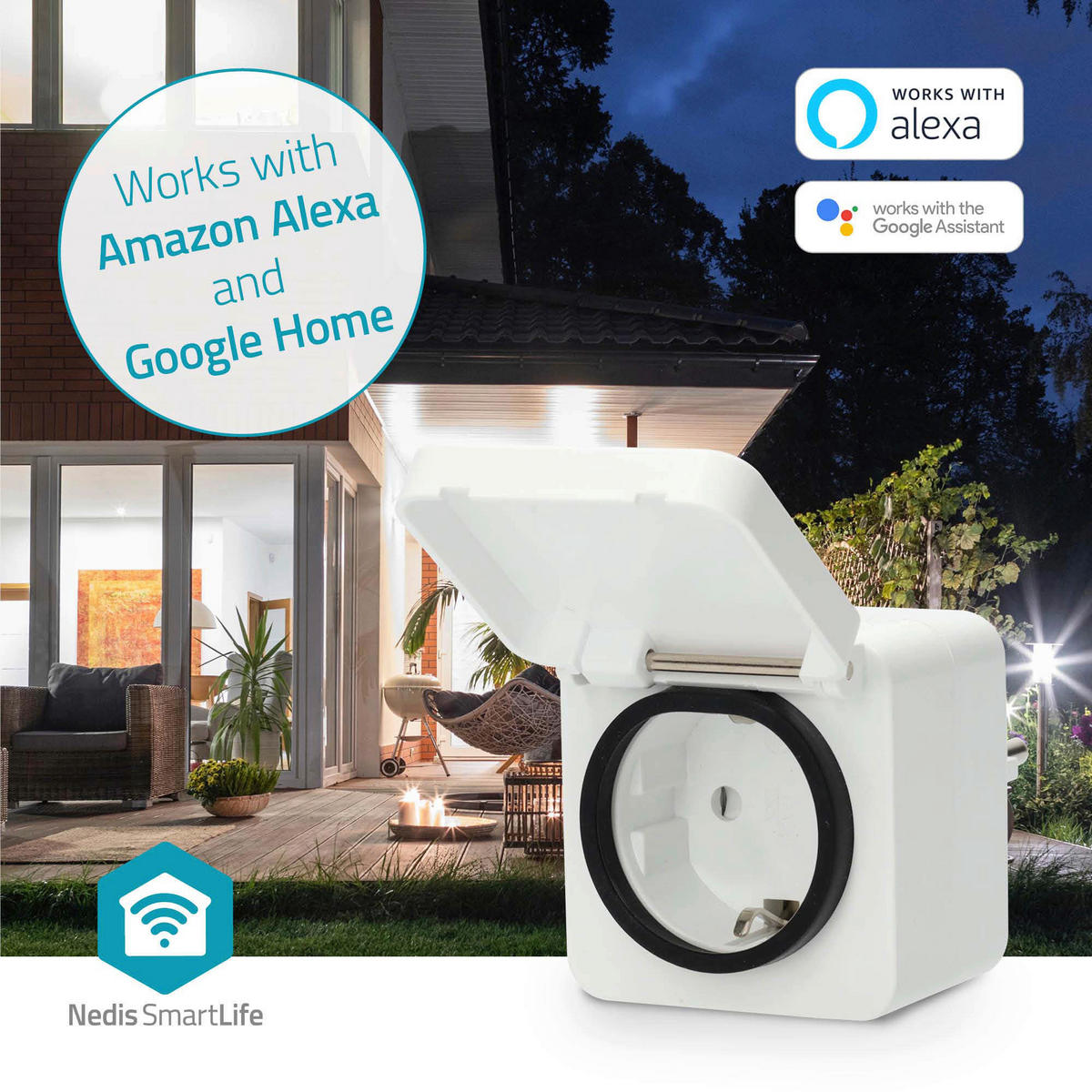Nedis Smart-Stecker weiß grau Polycarbonat B/H/L: ca. 6x9,9x6 cm SmartLife - weiß/grau (6,00/6,00/9,90cm) - Nedis