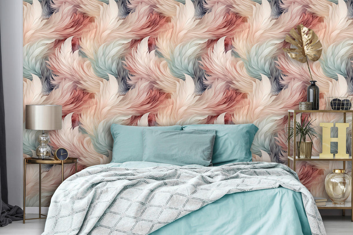 UGEPA Papiertapete Feder rosa B/L: ca. 53x1005 cm Papiertapete_B671-10 - rosa (53,00/1005,00cm) - UGEPA