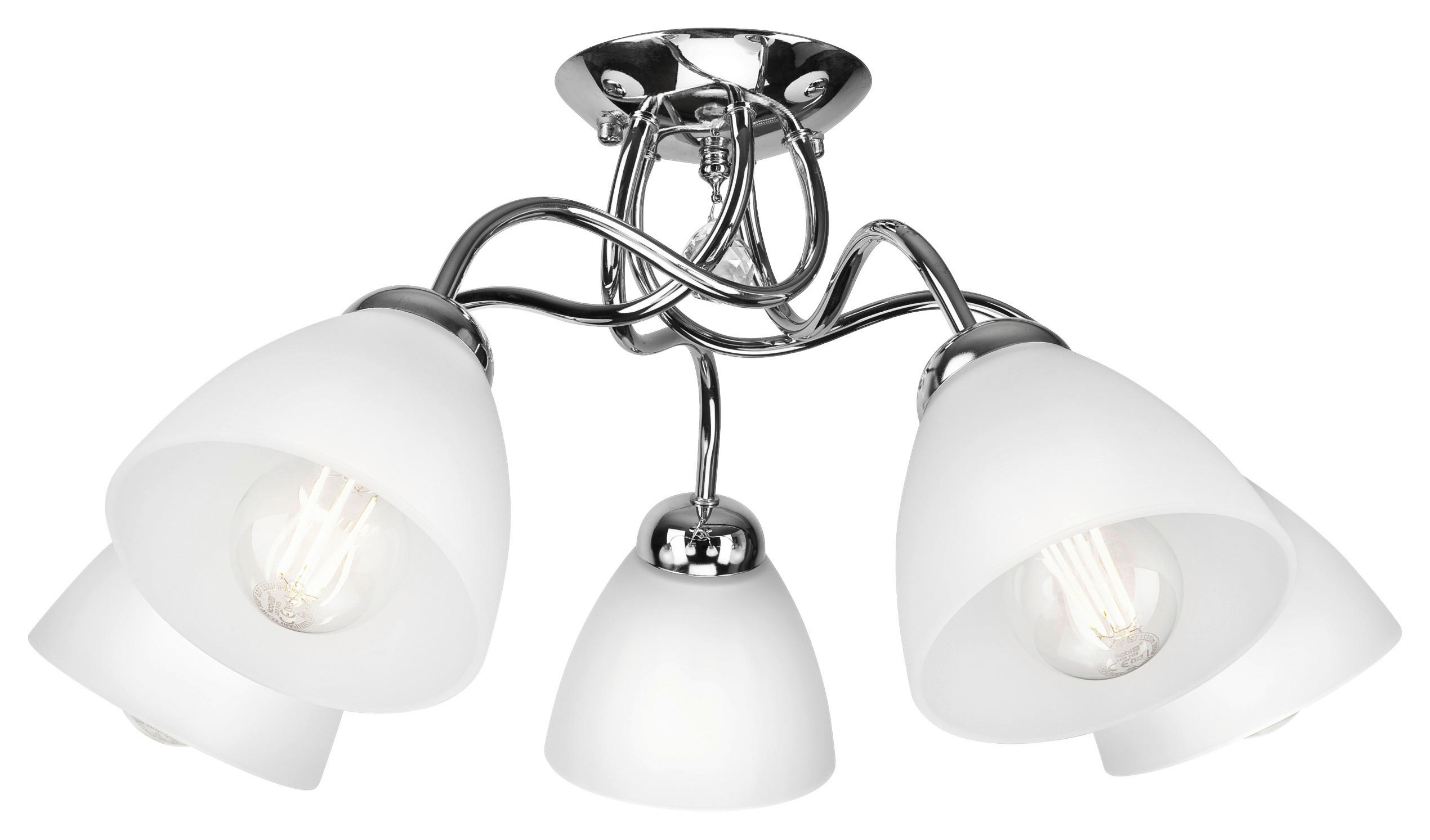 Lamkur Deckenleuchte MIRANDA 43609 Chrom Glas Metall H/L: ca. 31x60 cm E27 5 Brennstellen Miranda - Chrom (60,00cm) - Lamkur