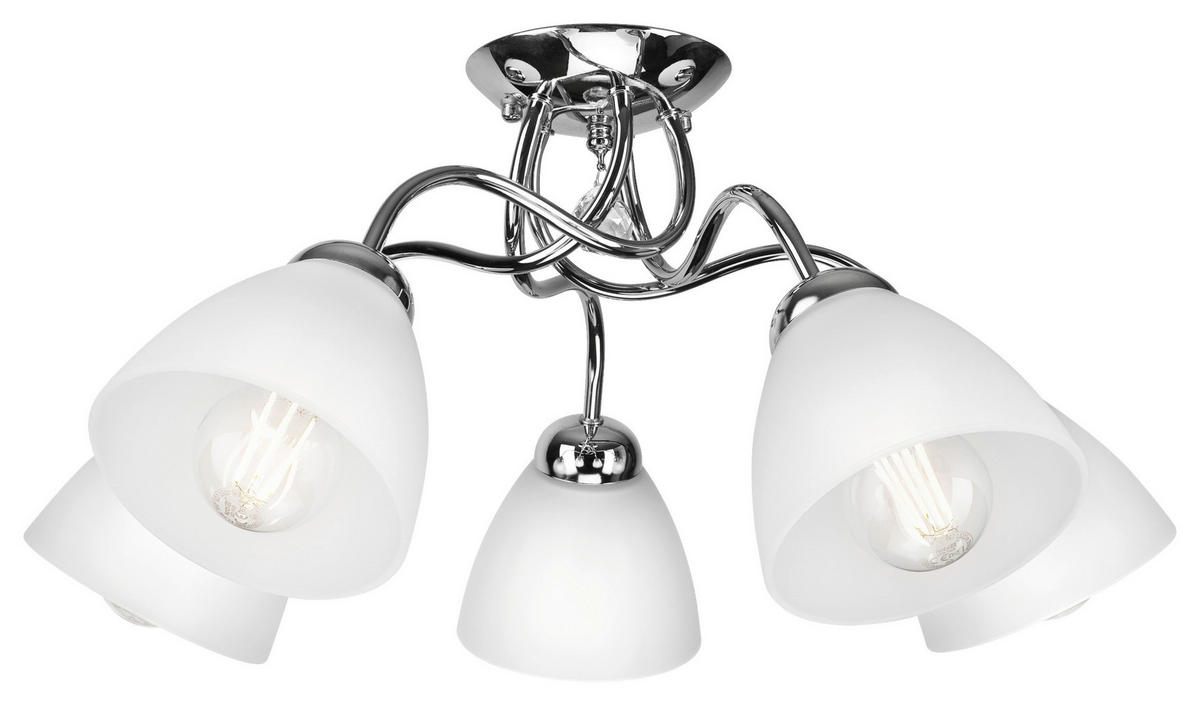 Lamkur Deckenleuchte MIRANDA 43609 Chrom Glas Metall H/L: ca. 31x60 cm E27 5 Brennstellen Miranda - Chrom (60,00cm) - Lamkur