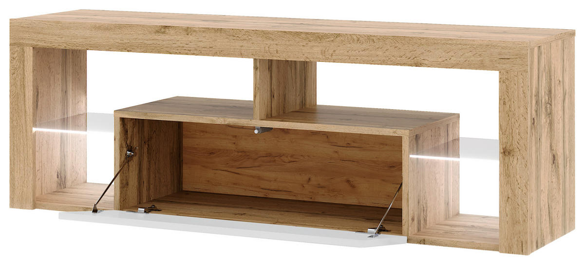 TV-Lowboard TV LOWBOARD Everest 140 LED Eiche Wotan Nachbildung weiß glänzend B/H/T: ca. 140x50x35 cm TV LOWBOARD Everest 140 LED - Eiche/weiß (140,00/50,00/35,00cm) - WIPMEB