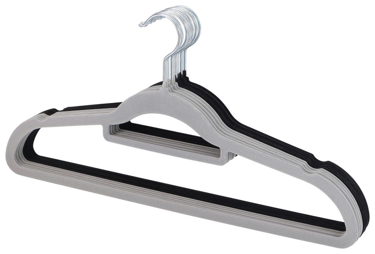 Kleiderbügel grau Kunststoff Kleiderbügel_10tlg. - schwarz/grau