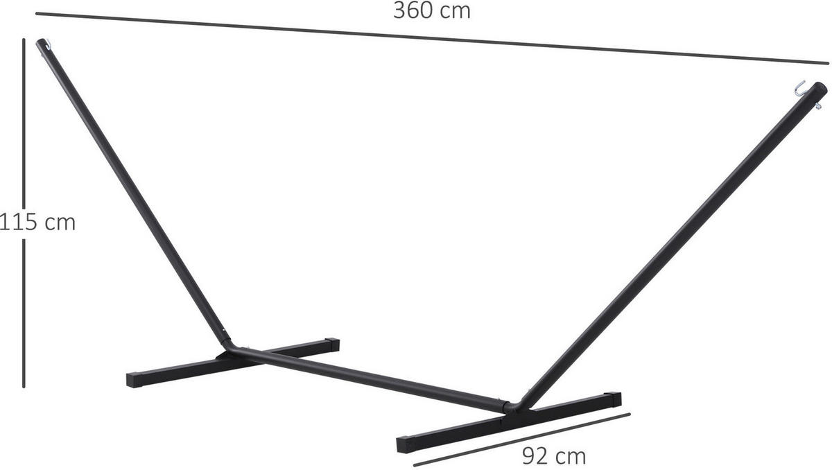 Outsunny Hängemattengestell schwarz Metall B/H/L: ca. 92x115x360 cm Hängemattengestell - schwarz (360,00/92,00/115,00cm) - Outsunny