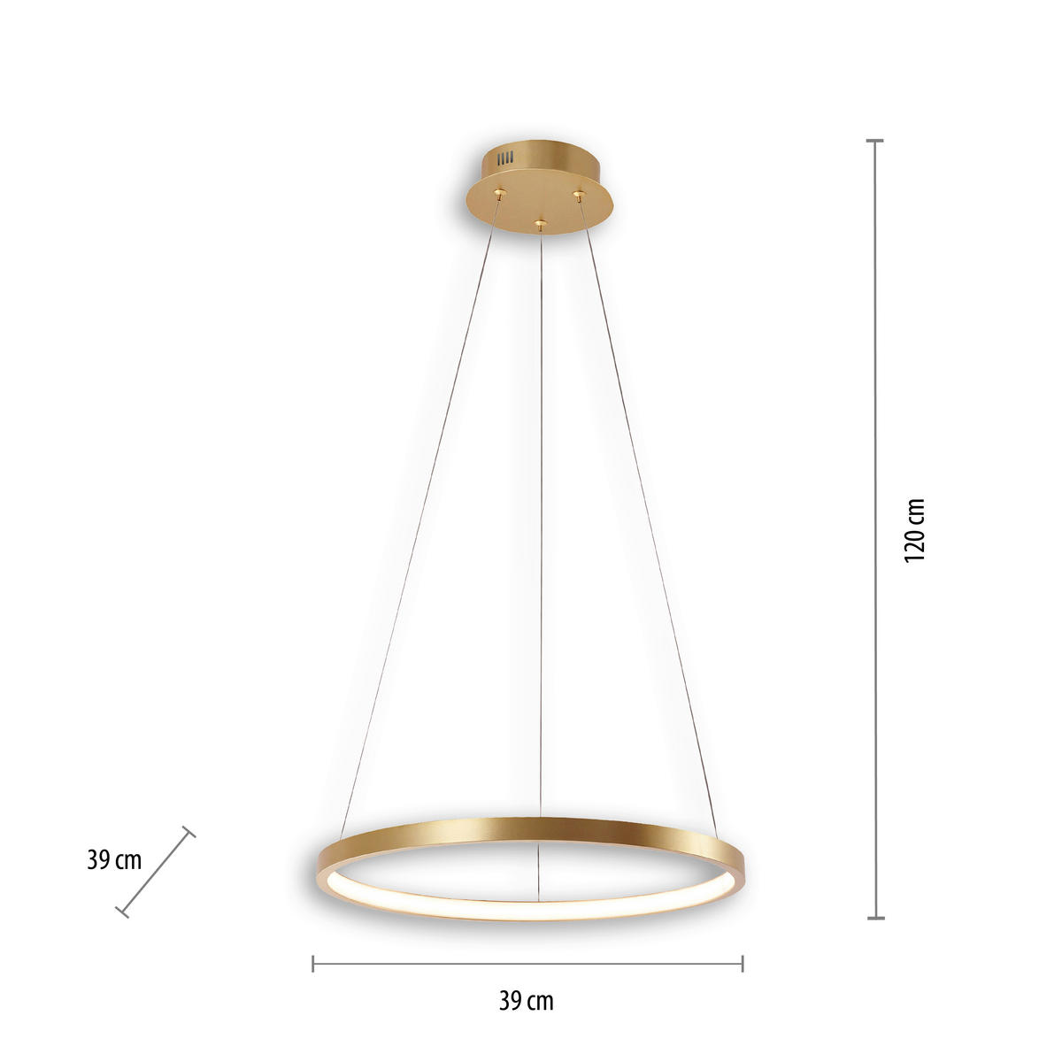 Just Light LED-Pendelleuchte CIRCLE 11522-12 gold weiß Metall Kunststoff H/D: ca. 120x39 cm 1.0 Brennstellen CIRCLE - gold/weiß (39,00/120,00cm) - Just Light
