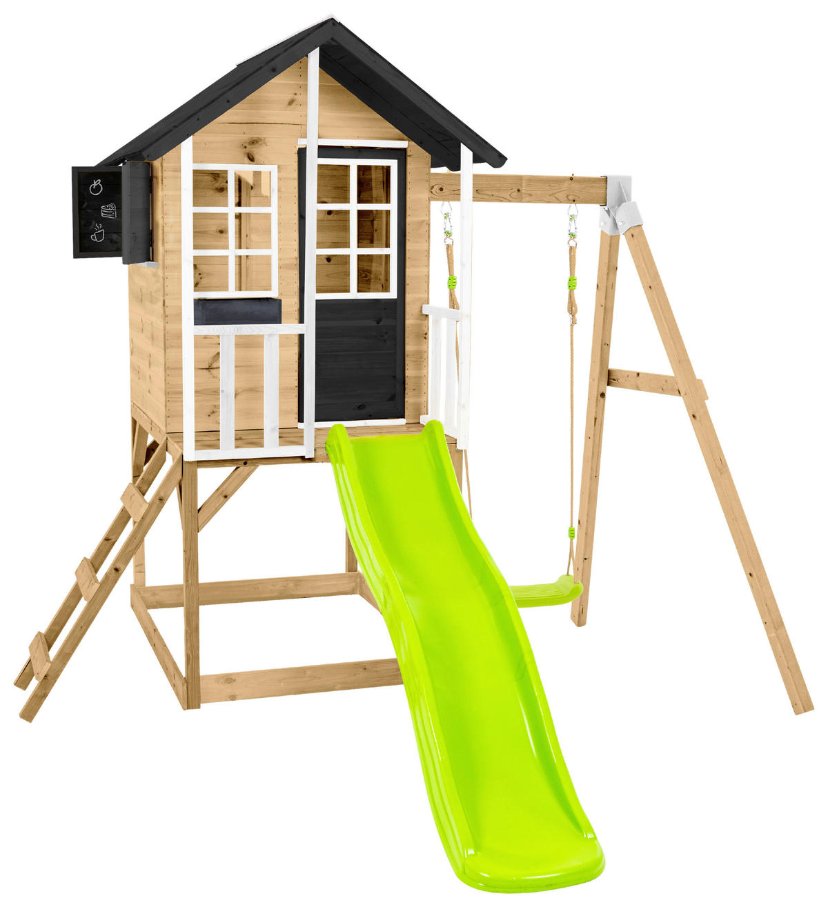 Zwerkules Spielhaus Holli weiß B/H/L: ca. 280x224x352 cm Holli - weiß/natur (352,00/280,00/224,00cm) - Zwerkules