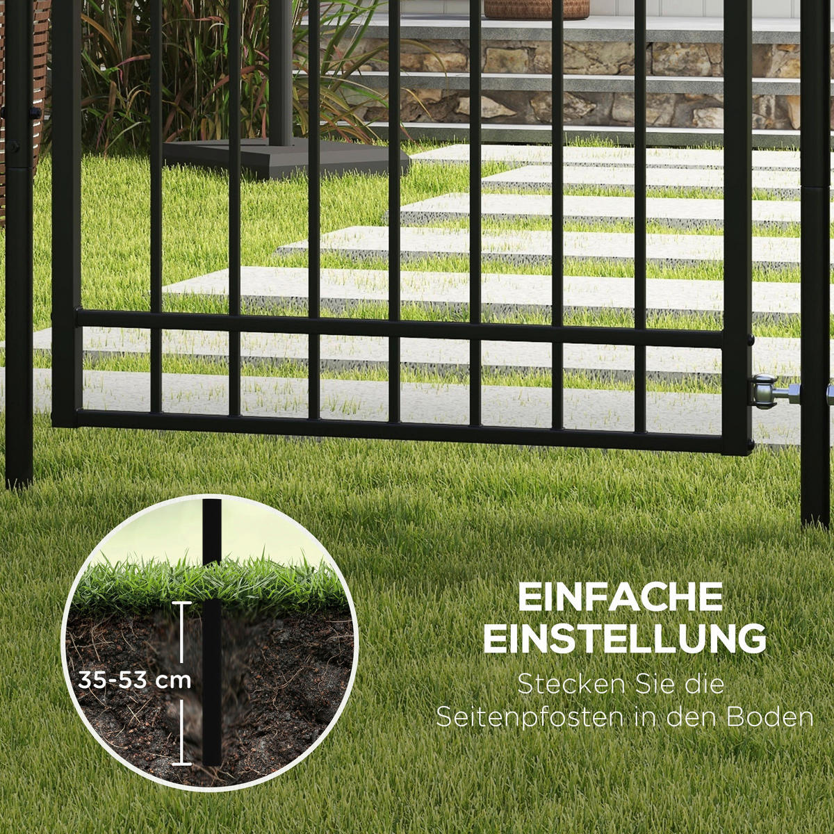 Outsunny Gartentor schwarz Edelstahl B/H/L: ca. 0,12x107x204 cm Gartentor - schwarz (204,00/0,12/107,00cm) - Outsunny