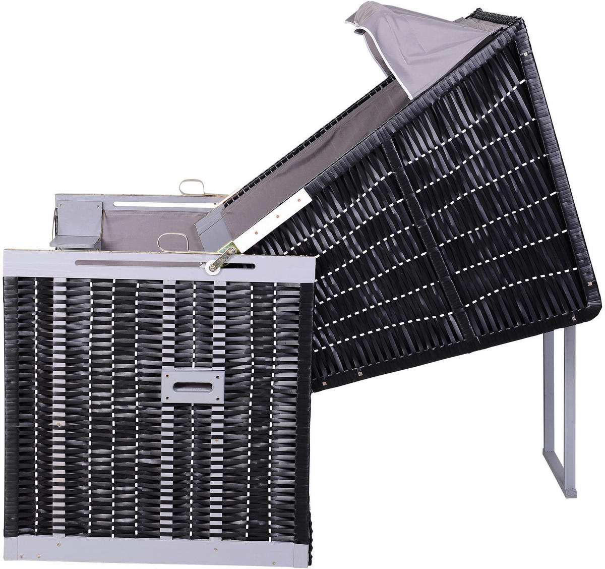 Outsunny Strandkorb grau Metall B/H/T: ca. 118x150x79 cm Strandkorb - grau (118,00/150,00/79,00cm) - Outsunny