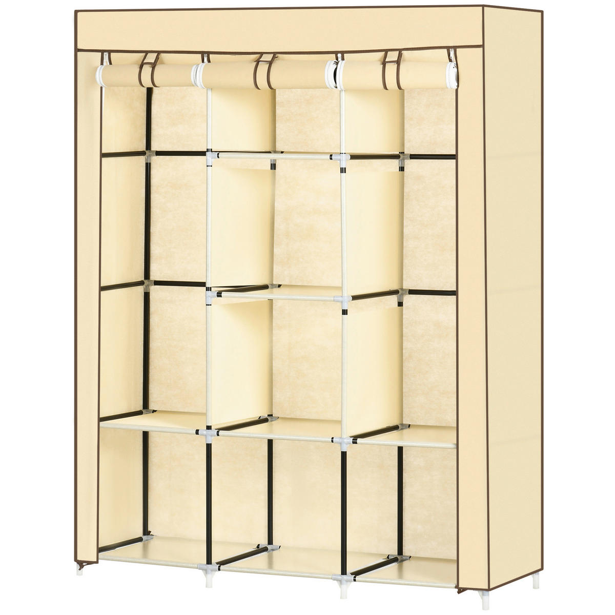 HOMCOM Kleiderschrank beige Edelstahl B/H/L: ca. 43x125x162,5 cm Stoffschrank - beige (162,50/43,00/125,00cm) - HOMCOM