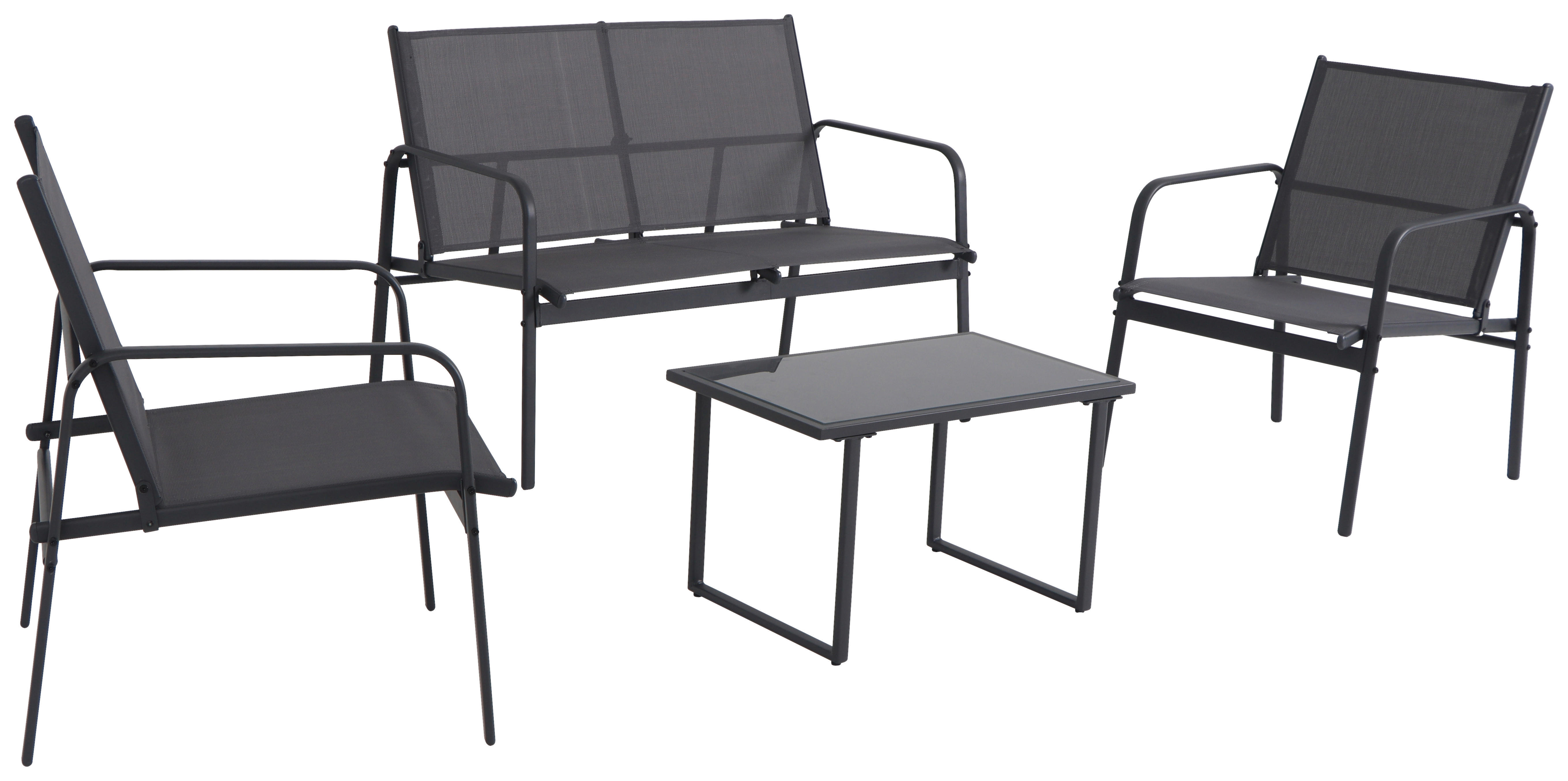 POCOline Gartensitzgruppe Lille dunkelgrau Stahlrohr Lille - schwarz/dunkelgrau - POCOline