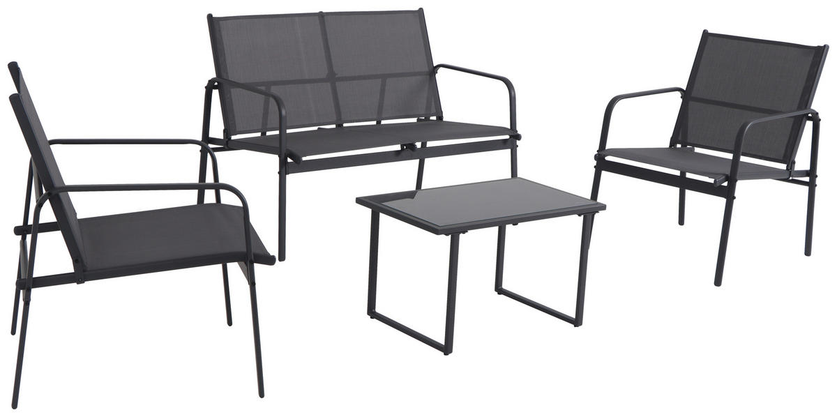 POCOline Gartensitzgruppe Lille dunkelgrau Stahlrohr Lille - schwarz/dunkelgrau - POCOline