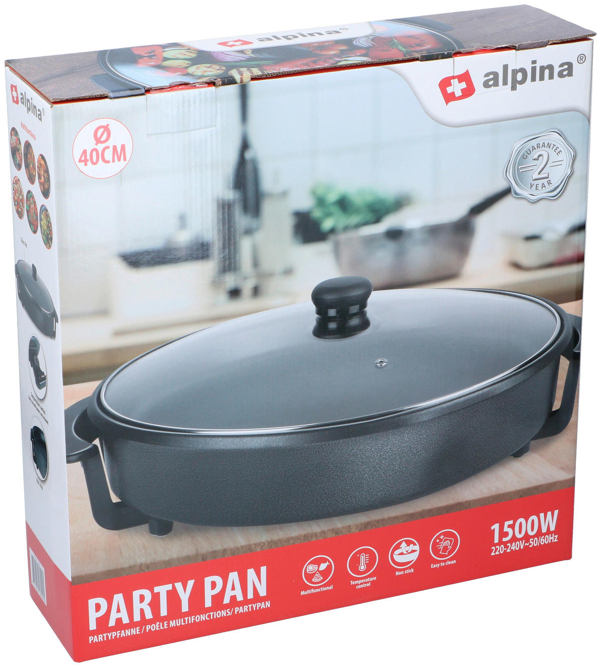 Alpina Elektrische Multipfanne 18202 Aluminium Glas H/D: ca. 7x40 cm Elektrische_Multipfanne 18202 - (40,00/7,00cm) - Alpina