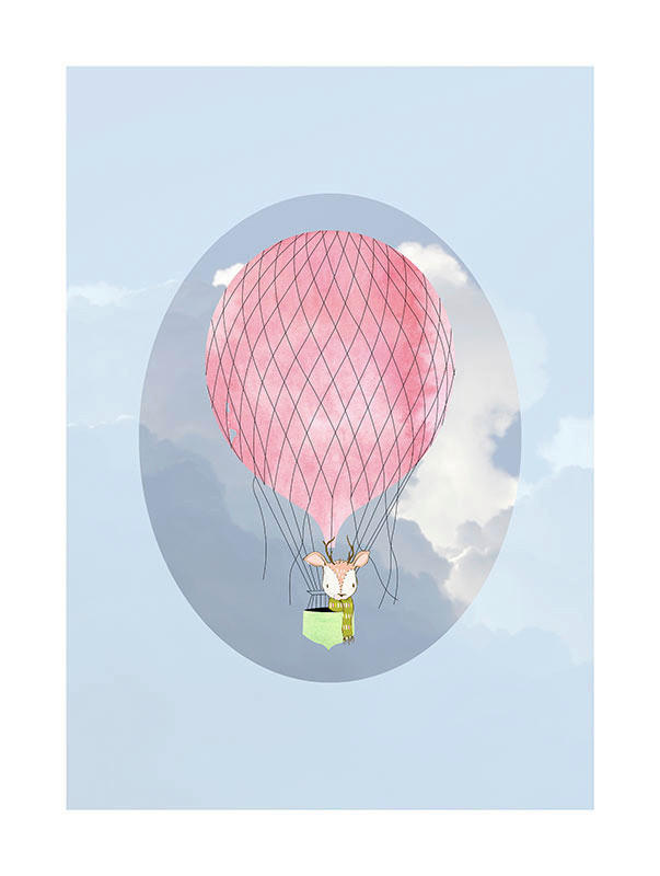 Komar Poster Happy Balloon Blue Luftballons B/L: ca. 50x70 cm günstig online kaufen