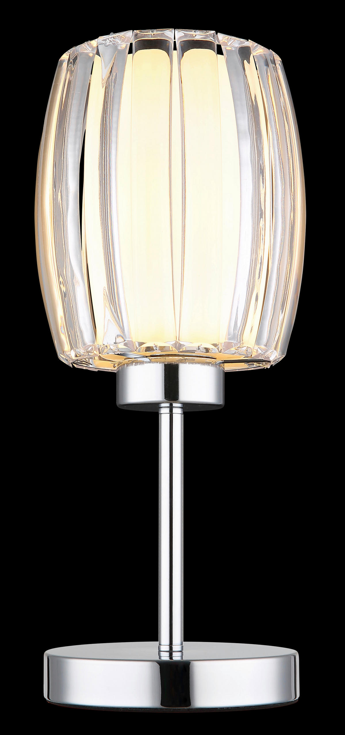 GLOBO Tischleuchte Chrom Opal schwarz Glas Metall Textil H/D: ca. 40x18 cm E27 1 Brennstellen MARIBEL - schwarz/Opal (18,00/40,00cm) - GLOBO