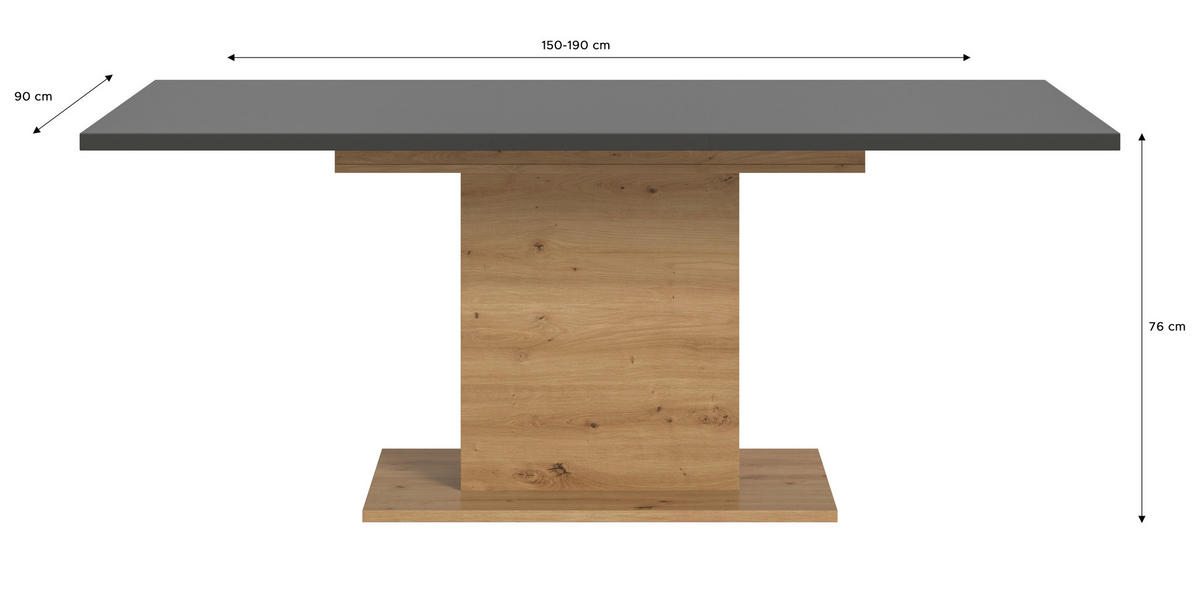 Esstisch MOTION grau Artisan Nachbildung B/H/T: ca. 150x76x90 cm MOTION - grau (150,00/76,00/90,00cm) - xonox.home