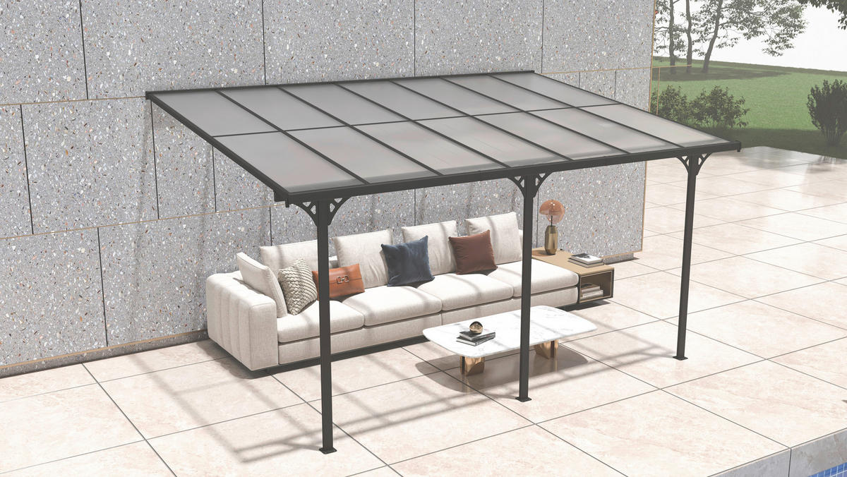 Westmann Terrassenüberdachung Bruce grau Aluminium B/H/T: ca. 434x269x300 cm Bruce - grau (434,00/269,00/300,00cm) - Westmann