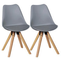 Stuhl 2er-Set grau grau natur Kunststoff Kunstleder Echtholz B/H/T: ca. 49x87x52 cm 2er-Set - natur/grau (49,00/87,00/52,00cm) - Wohnling