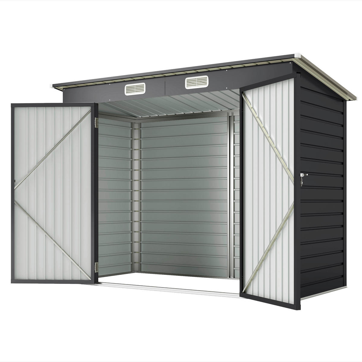 Outsunny Gerätehaus grau B/H/L: ca. 121x183x249 cm Gerätehaus - grau (249,00/121,00/183,00cm) - Outsunny