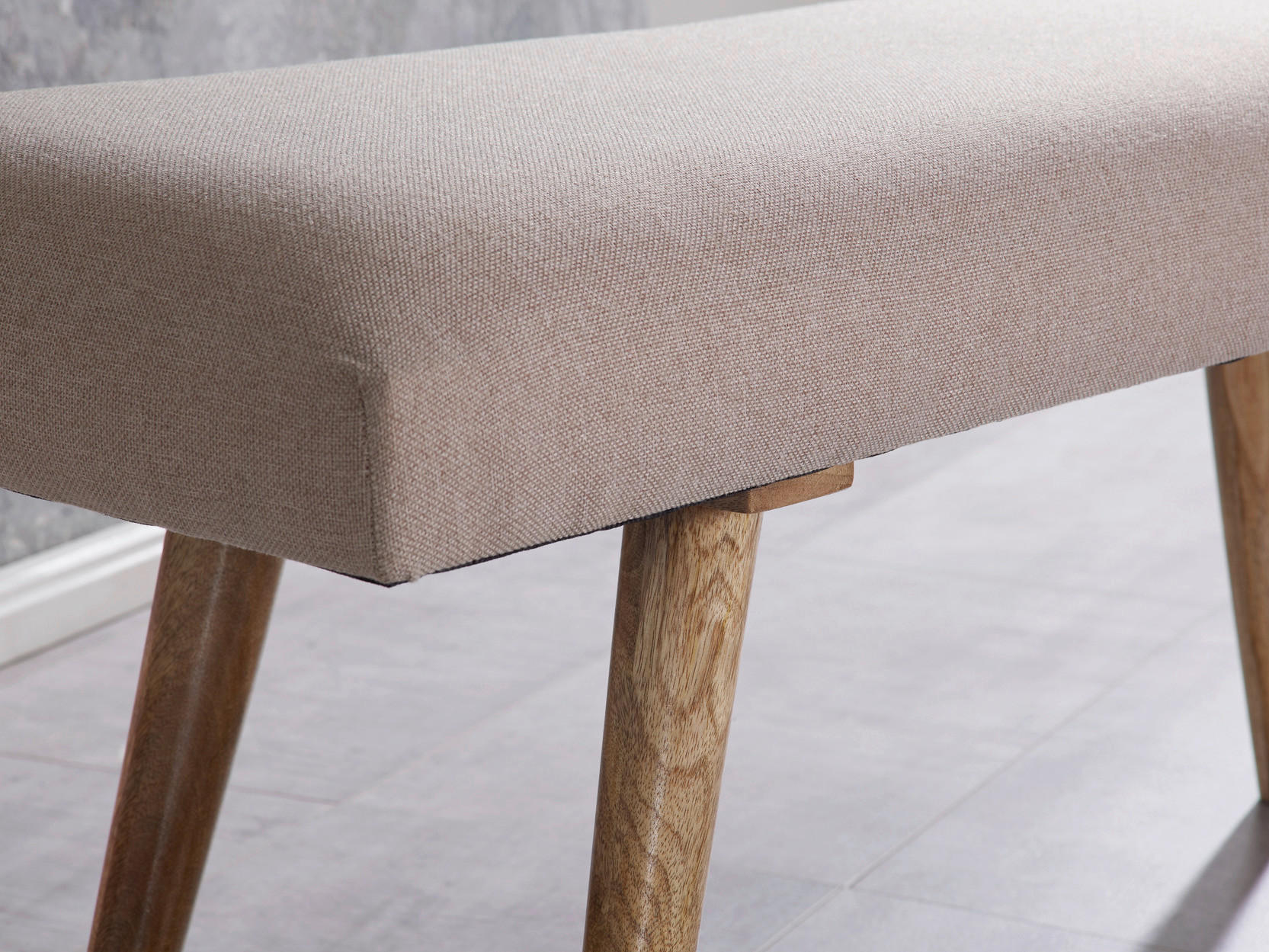 Wohnling Sitzbank beige natur Stoff Echtholz B/H/T: ca. 117x51x38 cm Sitzbank - beige/natur (117,00/51,00/38,00cm) - Wohnling