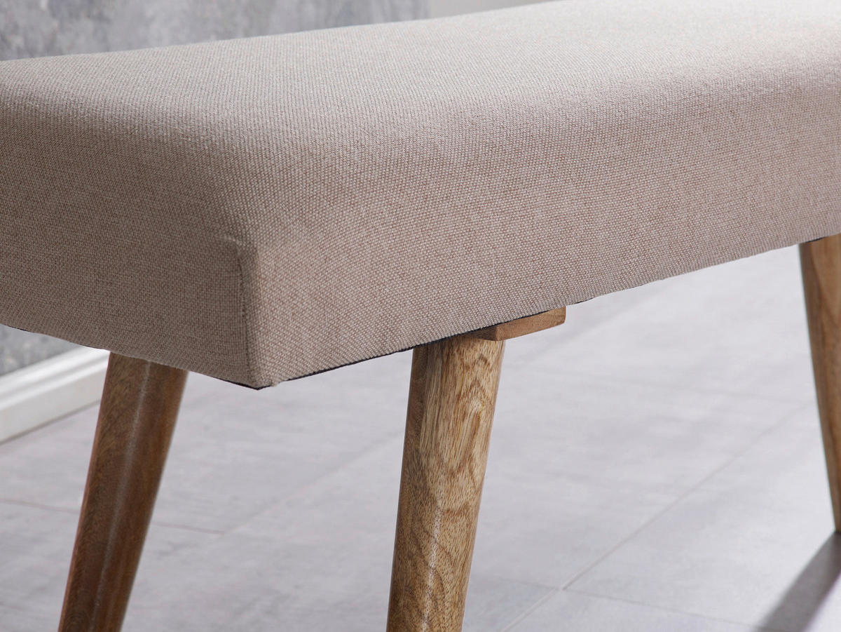 Wohnling Sitzbank beige natur Stoff Echtholz B/H/T: ca. 117x51x38 cm Sitzbank - beige/natur (117,00/51,00/38,00cm) - Wohnling