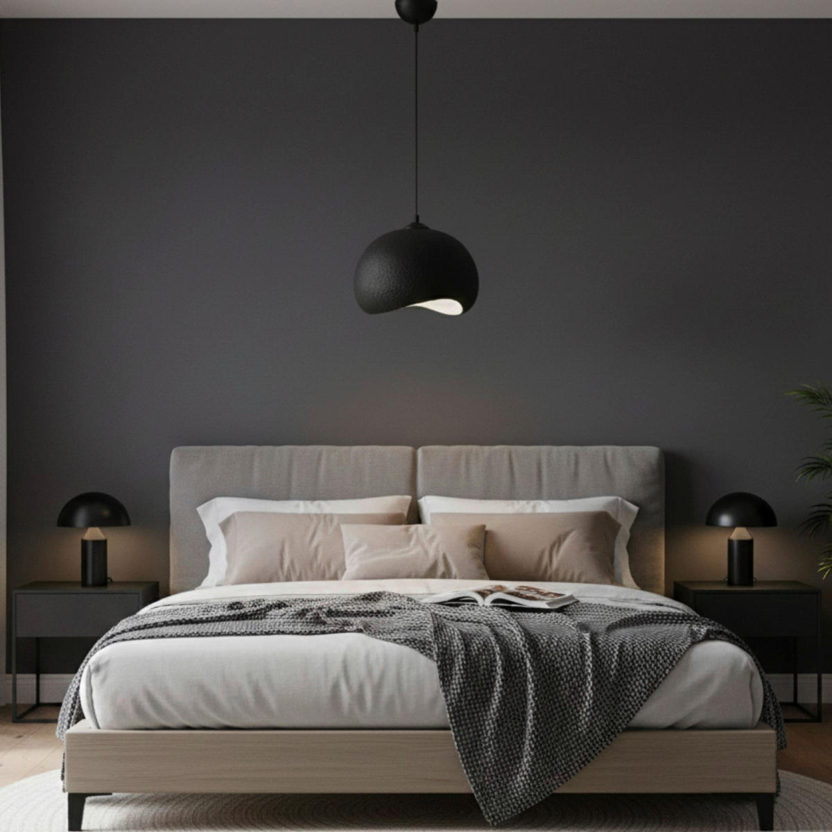 Opviq Pendelleuchte schwarz Polyester-Mischgewebe Metall B/H/L: ca. 29x120x34 cm E27 1 Brennstellen Yontu - 15850 - A - schwarz (34,00/29,00/120,00cm) - Opviq