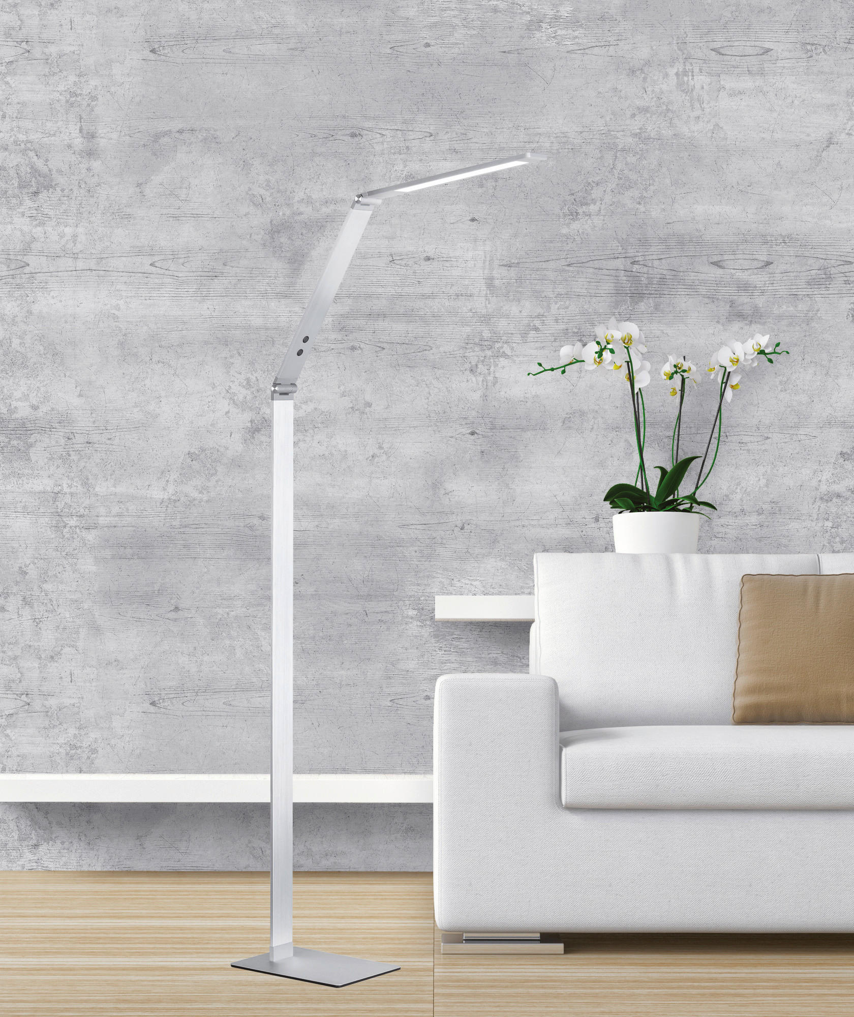 Fischer & Honsel LED-Stehleuchte 45840 weiß silber Acryl Metall B/H/T: ca. 17x133x69 cm 1 Brennstellen Geri - weiß/silber (17,00/133,00/69,00cm) - Fischer & Honsel