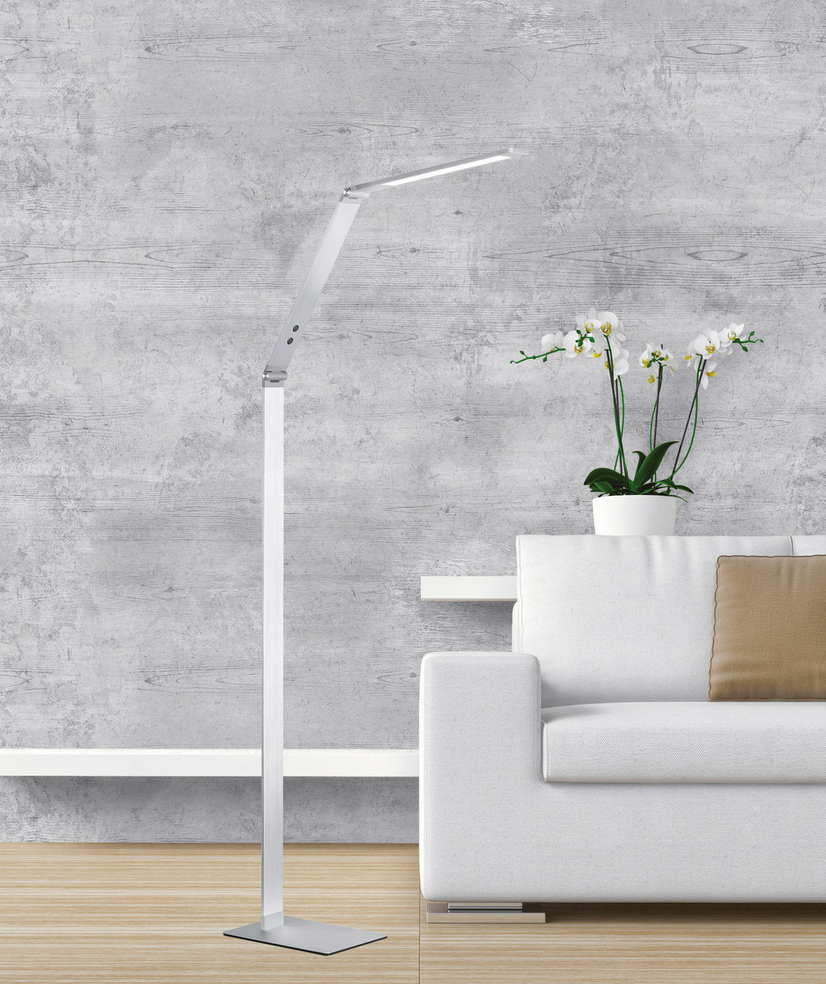 Fischer & Honsel LED-Stehleuchte 45840 weiß silber Acryl Metall B/H/T: ca. 17x133x69 cm 1 Brennstellen Geri - weiß/silber (17,00/133,00/69,00cm) - Fischer & Honsel