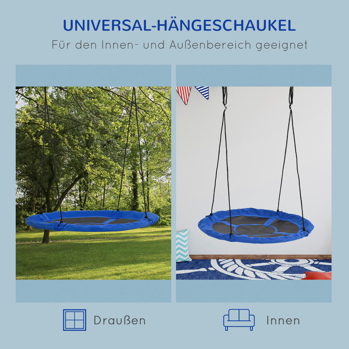 Outsunny Schaukel blau B/H/L: ca. 110x110x170 cm Kinderschaukel - blau (170,00/110,00/110,00cm) - Outsunny