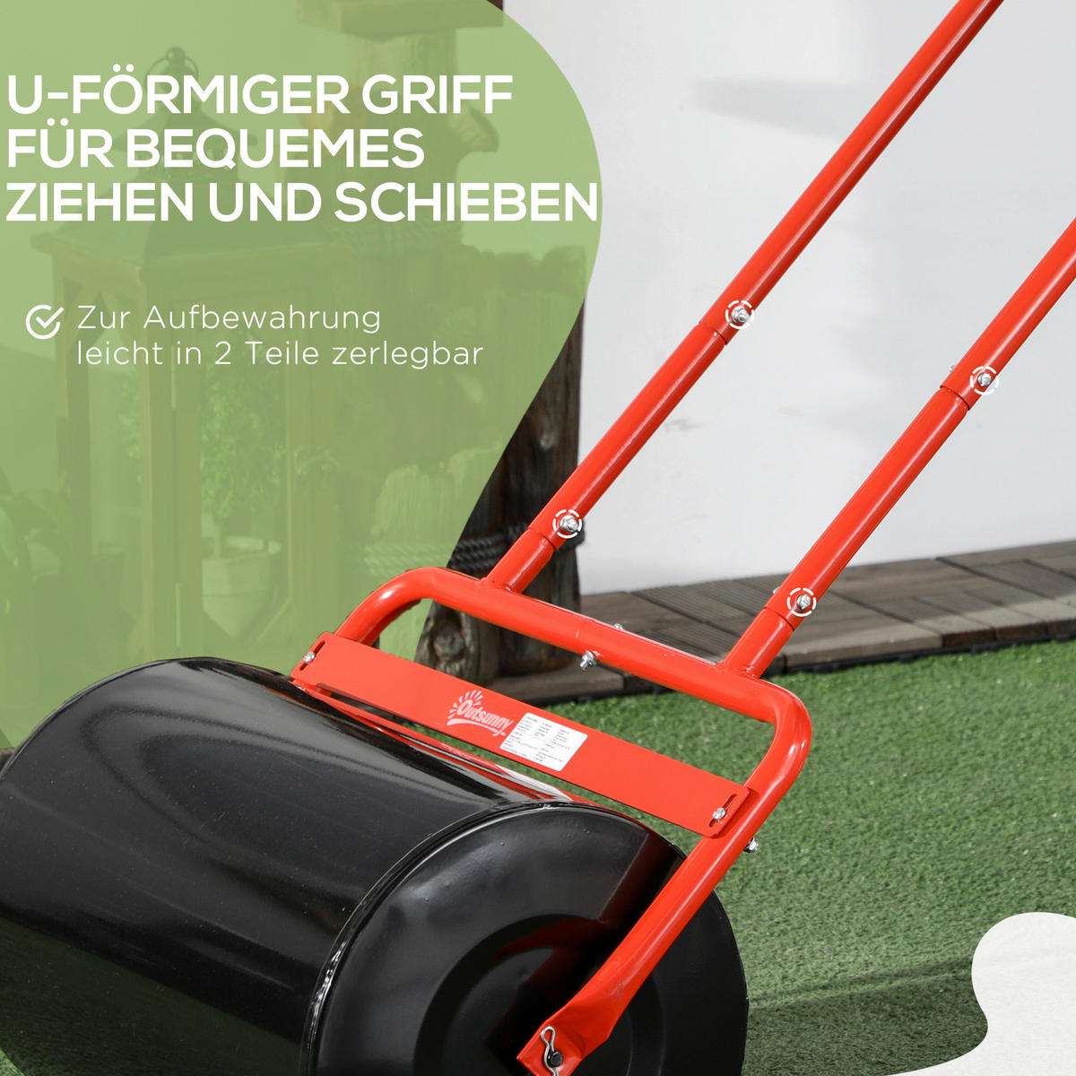 Outsunny Rasenwalze Rasenwalze - rot (58,00/32,50/113,00cm) - Outsunny