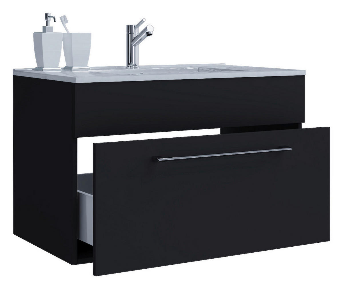 Badblock 2tlg-Badinos schwarz weiß B/H/T: ca. 80x50x46 cm 2tlg-Badinos - weiß/schwarz (80,00/50,00/46,00cm) - VCM Möbel