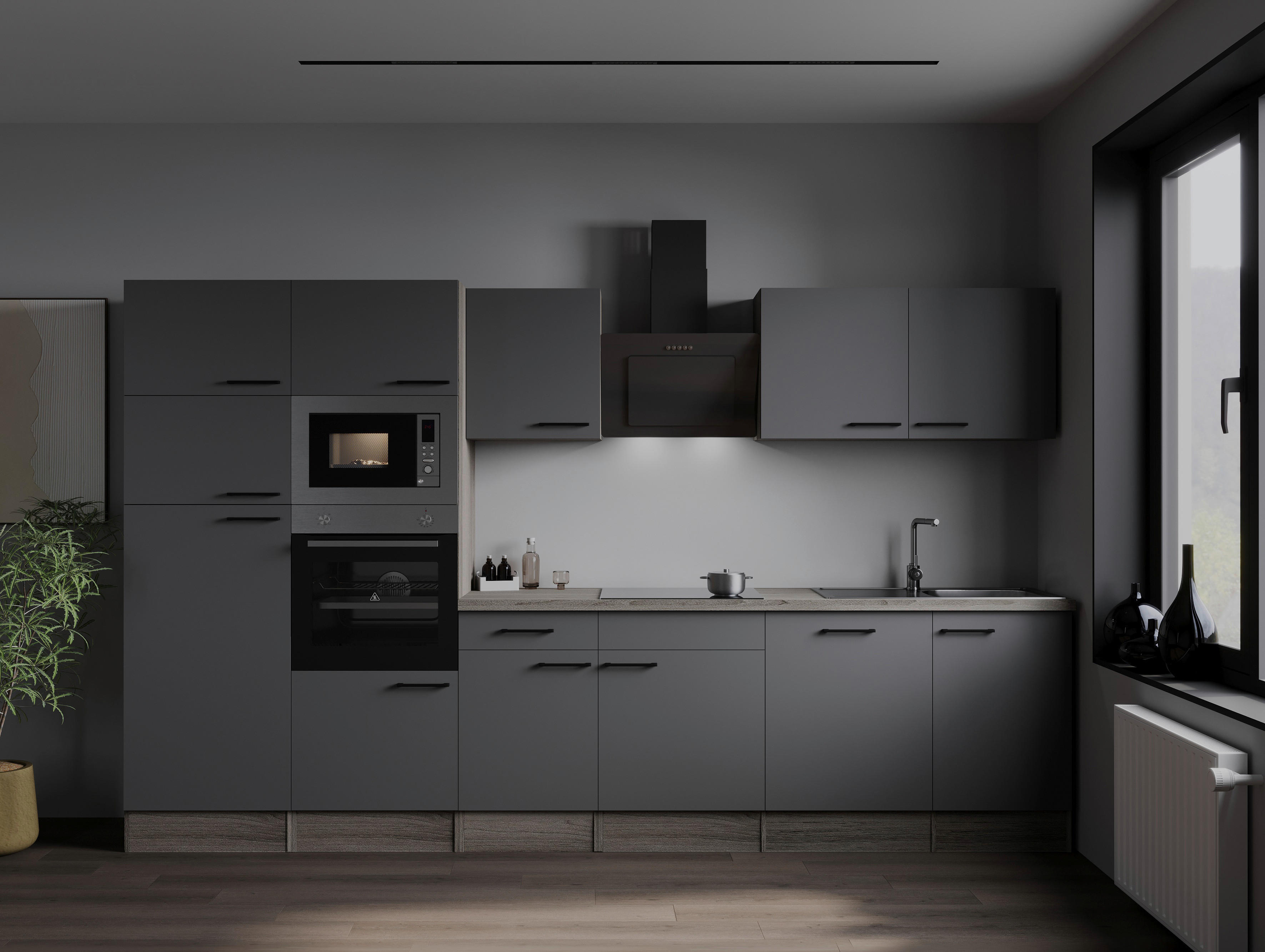 Küchenblock Oliver B/H/T: ca. 340x205x60 cm Oliver - Eiche/grau (340,00/205,00/60,00cm) - Respekta