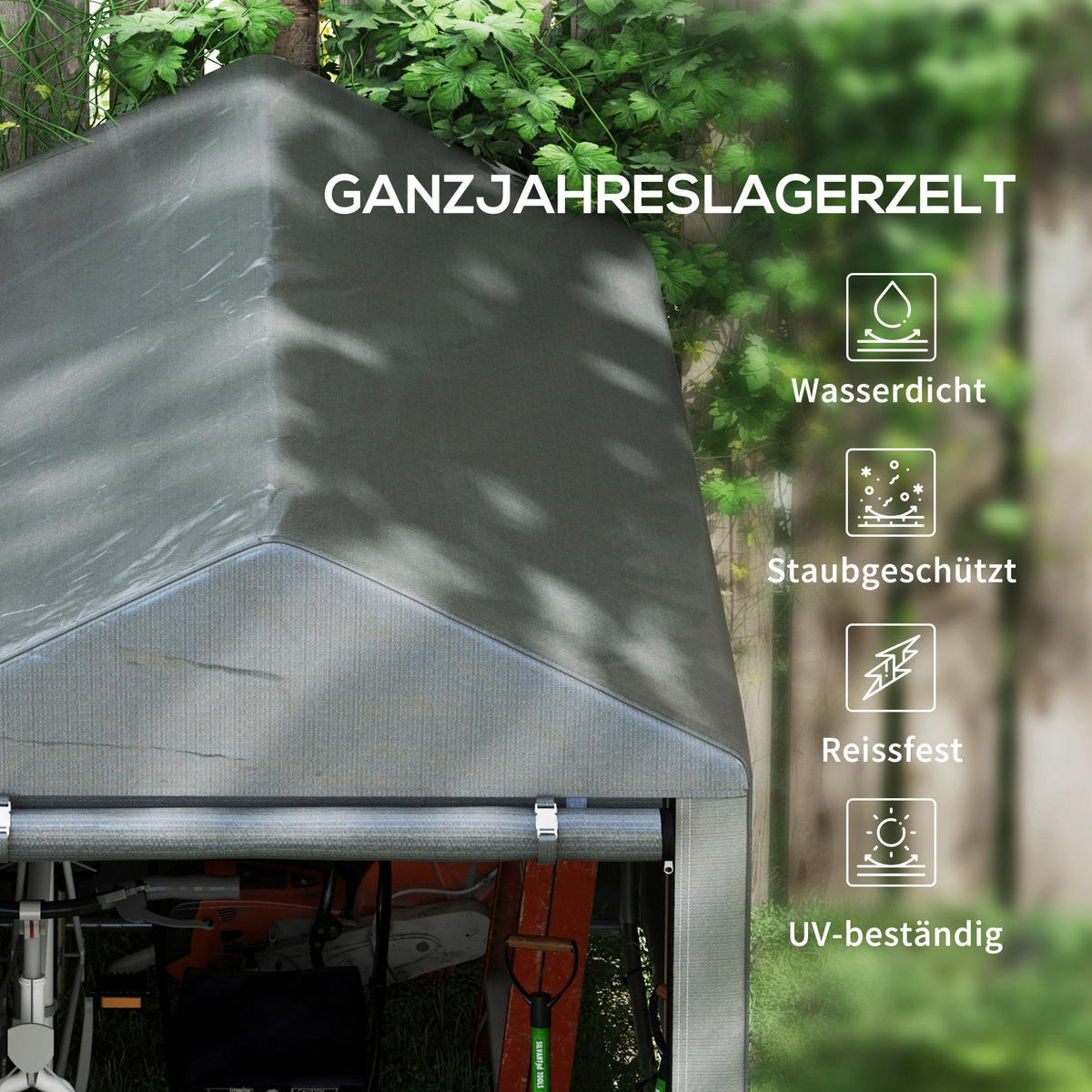 Outsunny Garagenzelt dunkelgrau Polyester B/H/L: ca. 179x165x120 cm Garagenzelt - dunkelgrau (120,00/179,00/165,00cm) - Outsunny