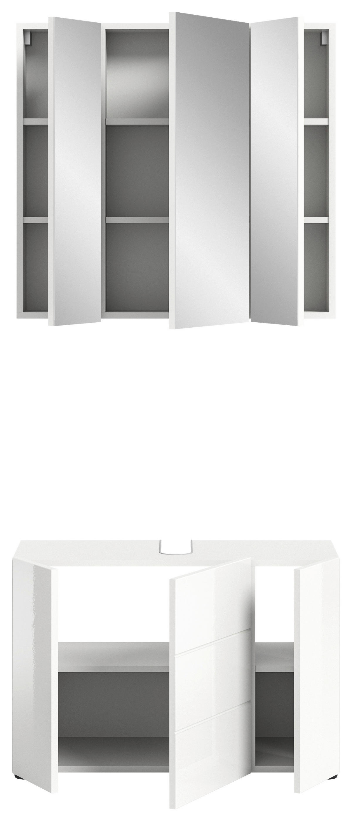 Badezimmer-Set VIRA weiß weiß Hochglanz B/H/T: ca. 82x190x34 cm VIRA - weiß (82,00/190,00/34,00cm) - xonox.home