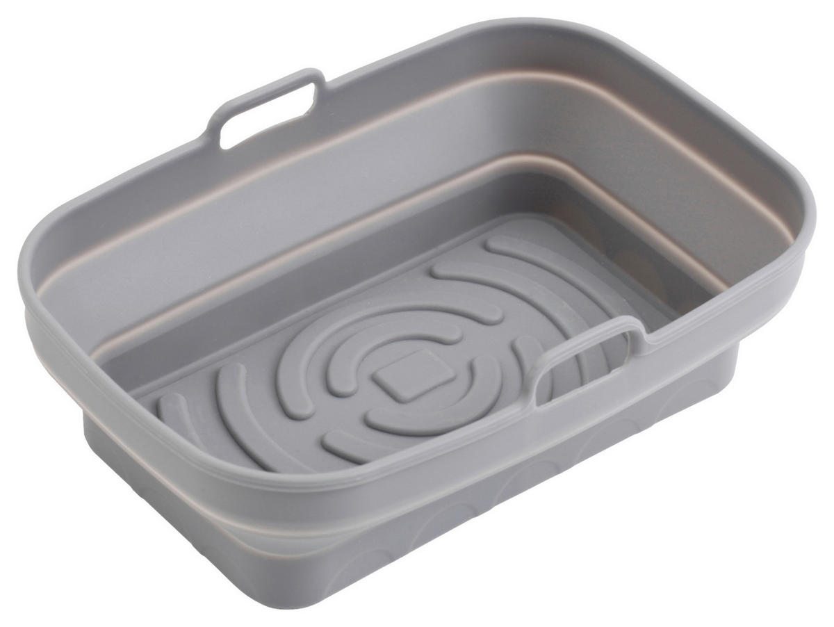 Auflaufform B/H/L: ca. 13,1x5x19,8 cm Silikonauflaufform_Heißluftfritt. - grau (19,80/13,10/5,00cm)